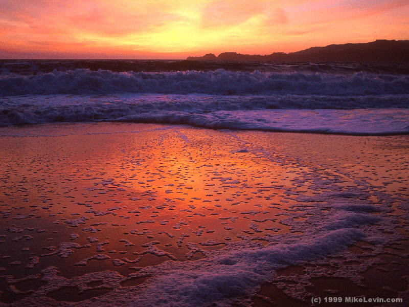 beach sunset. Baker Beach sunset, San